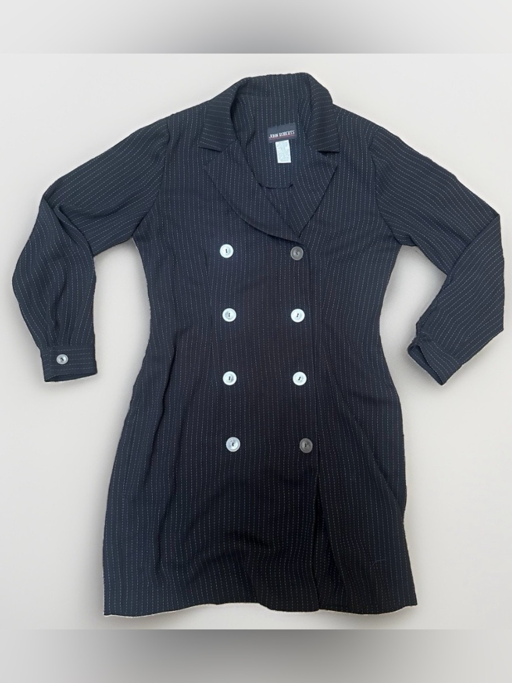 Vintage 80s/90s Blazer Suit Dress Pinstripe Office Siren Academia Career Sz 10
